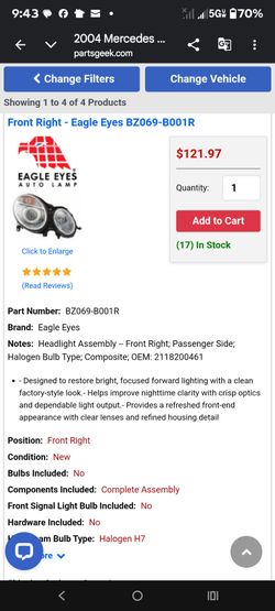 headlight assembly mercedes e500