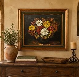 ***VINTAGE ORIGINAL FLORAL OIL PAINTING ***
