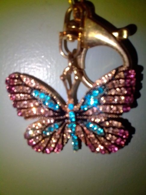 Beautiful Rhinestone Butterfly Keychain