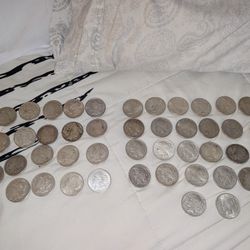 46 - Silver .900 Morgan And Peace Dollars & 2 Liberty .900 Silver ((All 26 Grams Each))