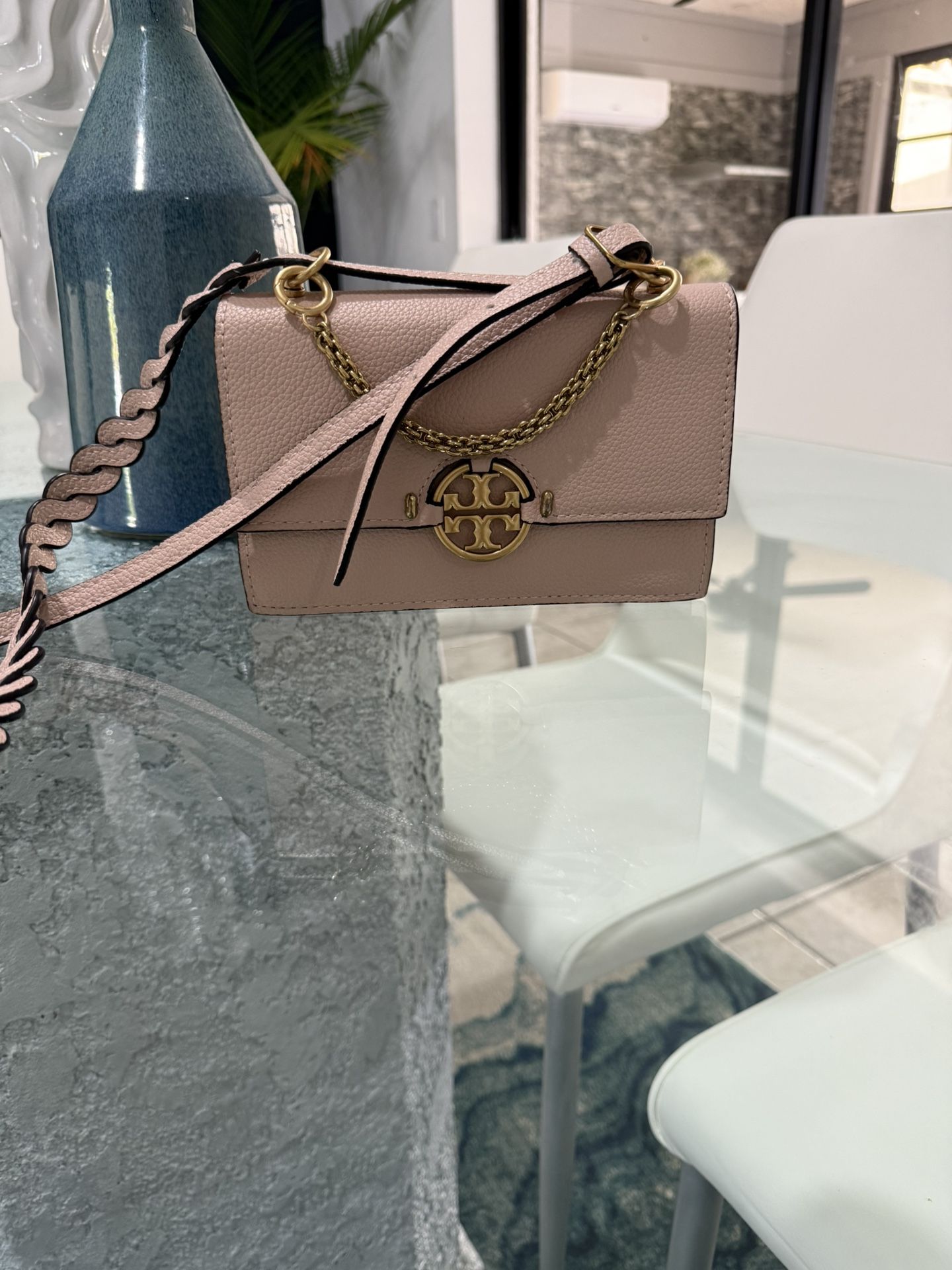 Tory Burch Mini Miller Pink Crossbody Leather