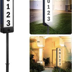 Brand New Solar Address Sign, Solar House Number Sign for Outside Waterproof, Warm/Cool White Lighted House Numbers LED Solar Powered Address Plaques 