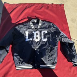 Long Beach California Bomber Jacket – Black Streetwear Varsity Style – Size M