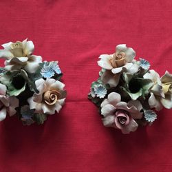 Vintage Capodimonte Made In Italy 🇮🇹 Excellent Condition  $40.00 OR BEST OFFER For The Pair Of Candle Holder 