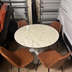 Marble Round Dining Table Set