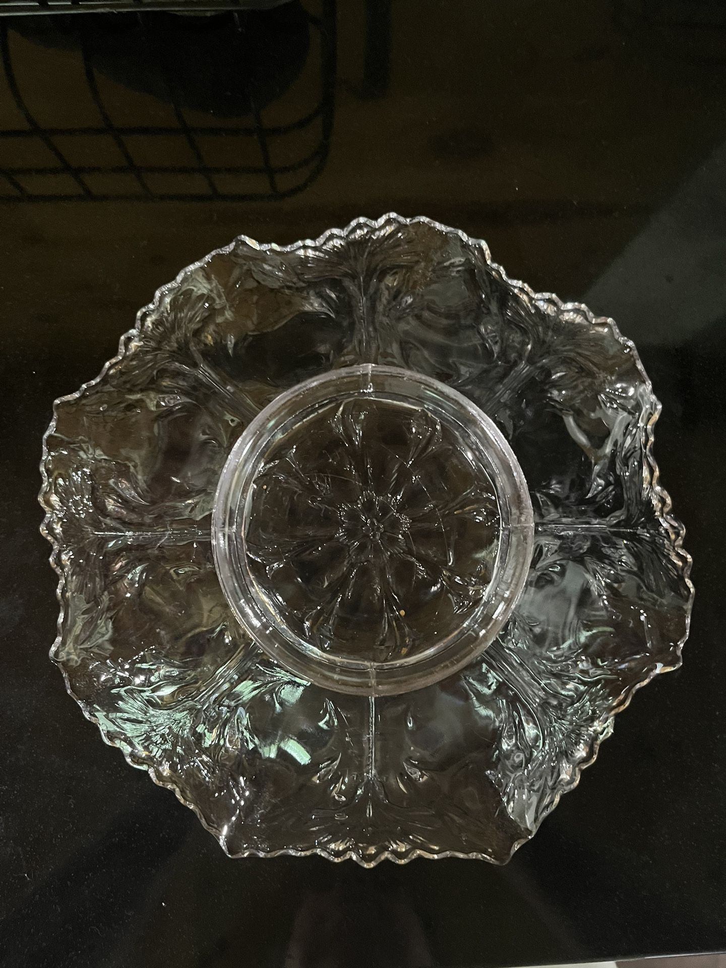 Glass Dish With Flowal Design