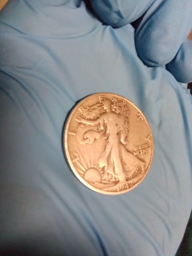 1942 D Silver Walking Half Dollar Coin 