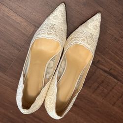 floral lace pumps with leather trim Wedding Shoes