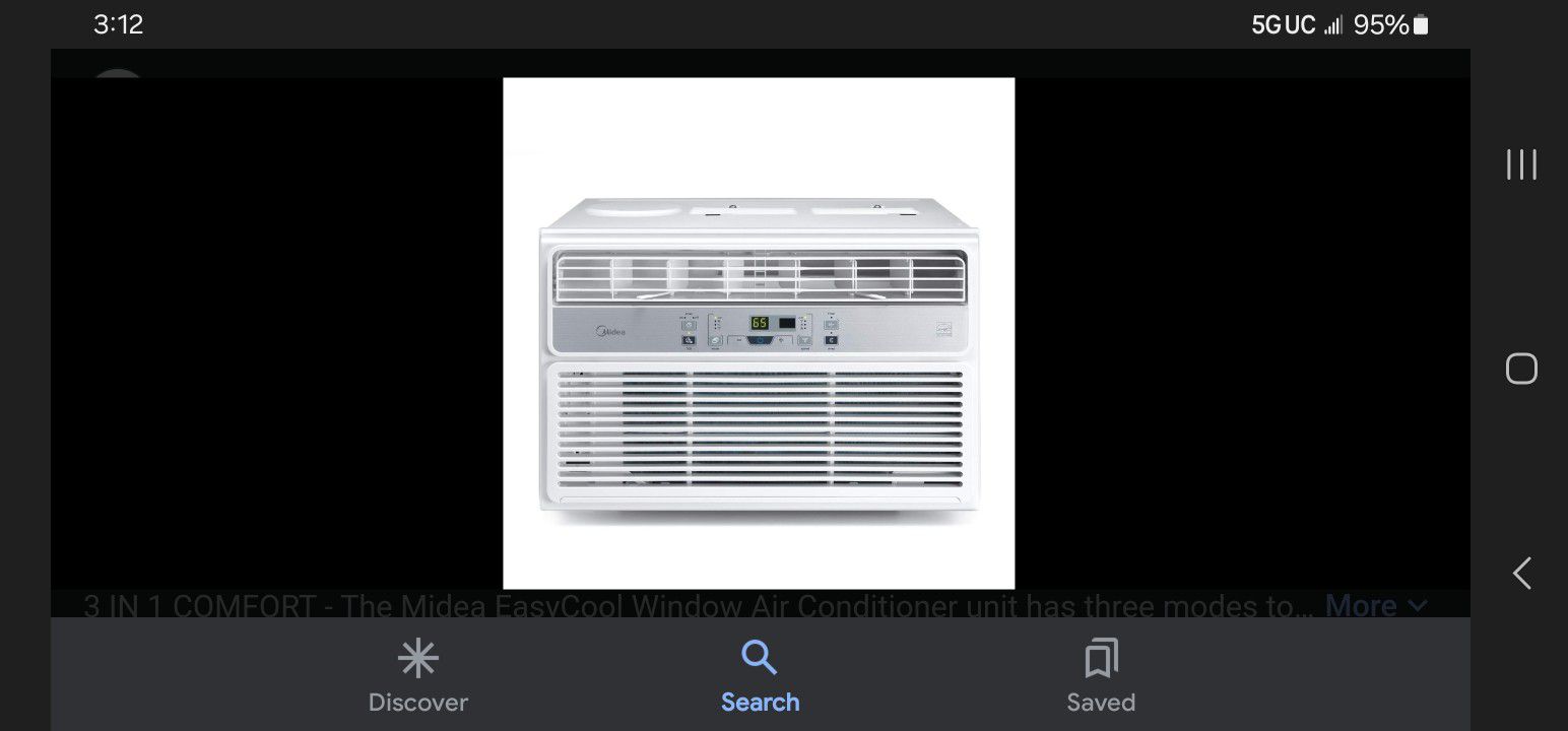 Midea 6000 BTU EasyCool Window Air Conditioner  Dehumidifier and Fan