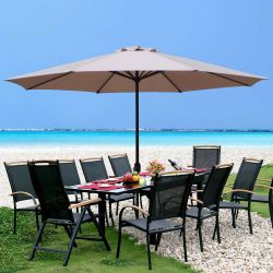 Patio 11FT Lyon Outdoor Patio Umbrella Outdoor Table Umbrella with Push Button Tilt and Crank Market Umbrella 8 Sturdy Ribs UV Protection Waterproof f