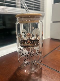 Birthday girl glass tumbler