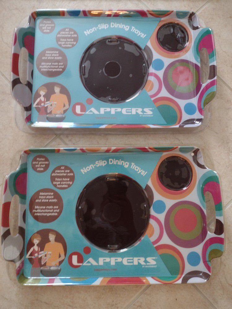 Set of 2 Lappers Dining Lap Trays with Silicone Mats