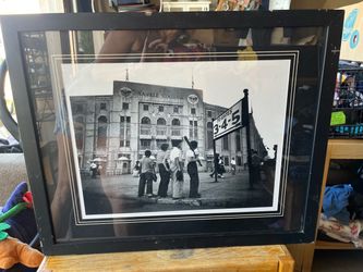 Framed Yankee Stadium Vintage Black & White Photo
