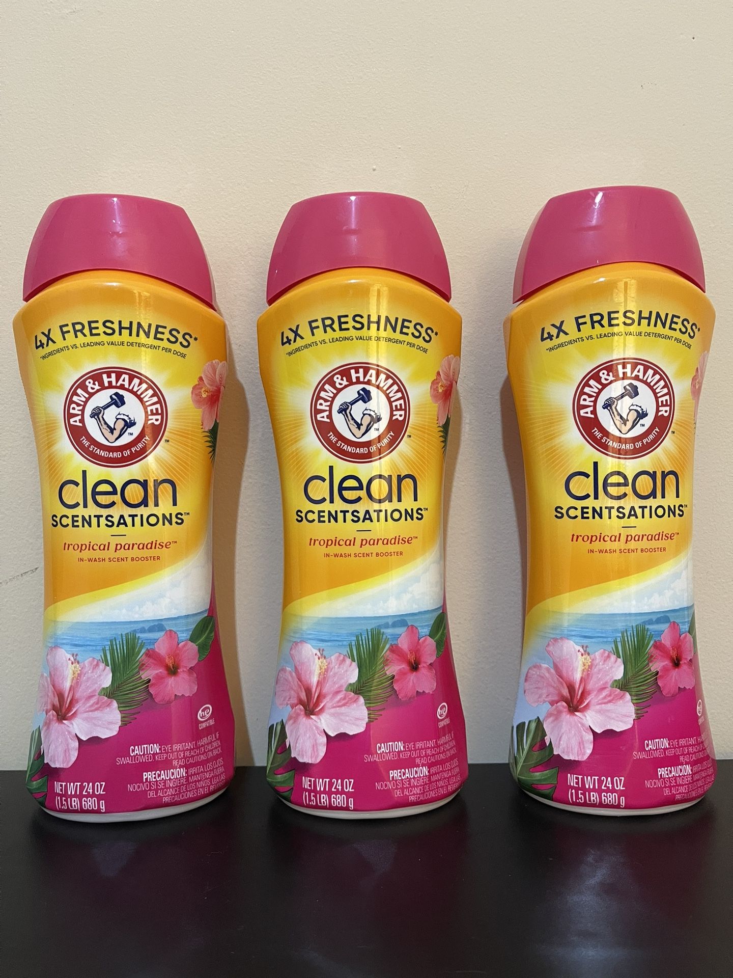 3pack ARM & HAMMER Clean Scentsations In-Wash Scent Booster, Laundry Scent Booster Tropical Paradise scent, 24 Oz