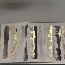 Large Abstract Canvas Art – Gold Foil Accents 