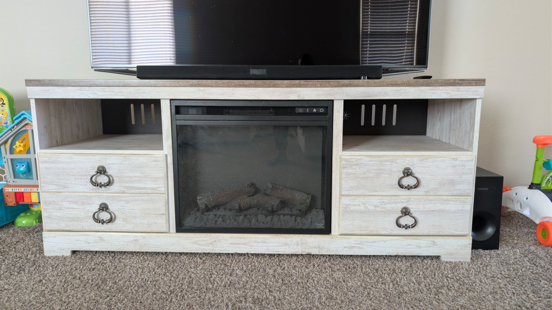 Willowton 75" TV Stand with Electric Fireplace