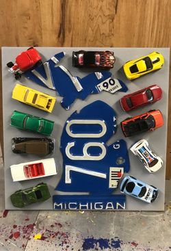 Hot wheels American muscle custom tile art