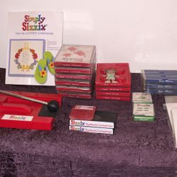 Original Sizzix Red Die Cutter System With Dies And Accessories 