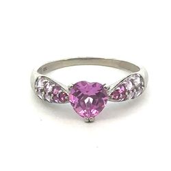 Woman’s Ladies 10k White Gold Pink Stone Ring Size 9 GP3119555