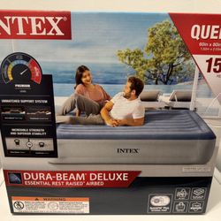 Intex 15" Queen Essential Rest Dura-Beam Deluxe Airbed Mattress with Built in Pump