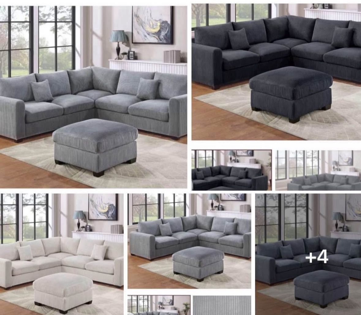 3pc Sectional With Ottoman Set