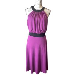 Women’s Dress Purple Halter Dress With Black Trim