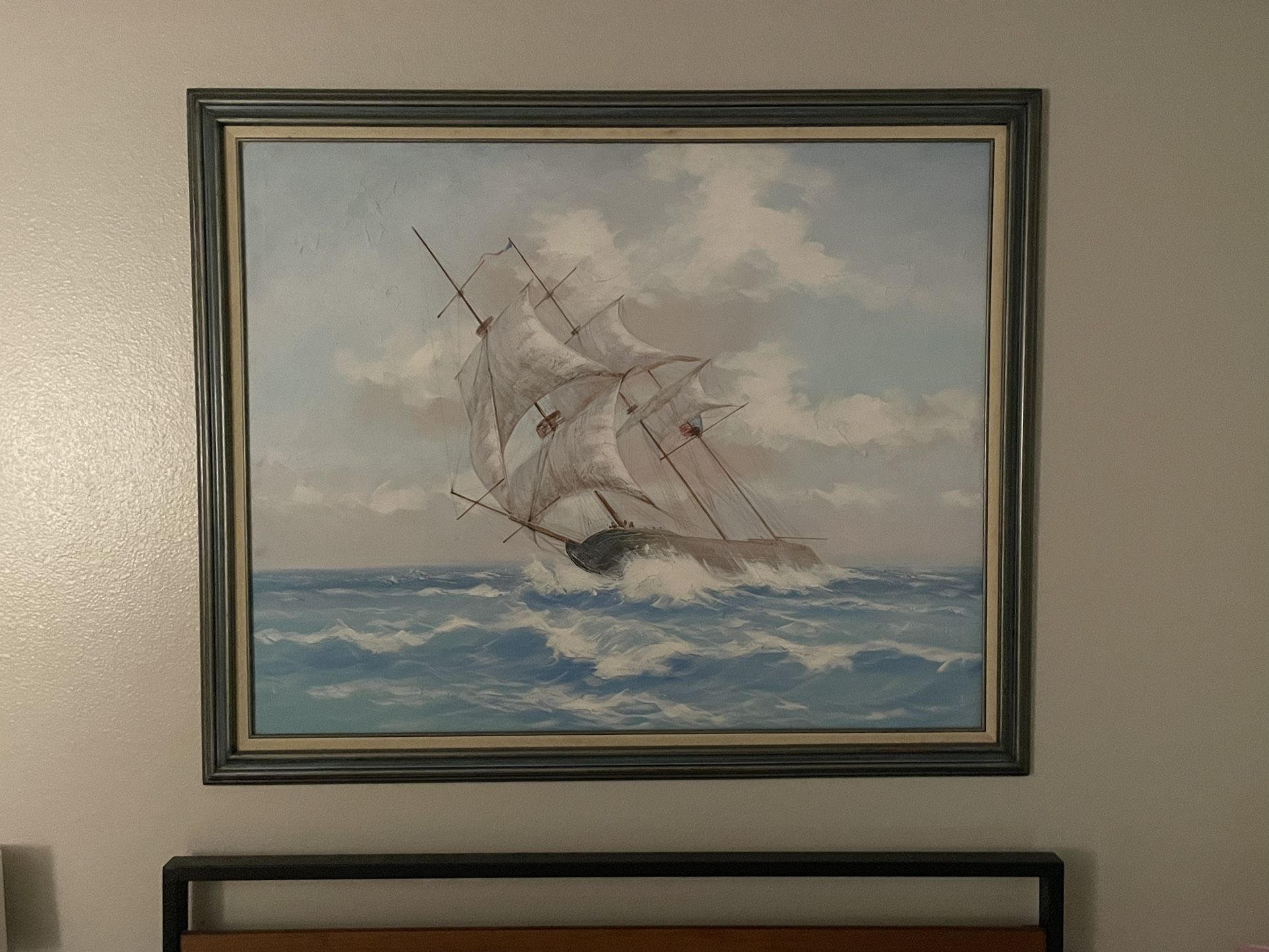 Large Antique Ship Painting 