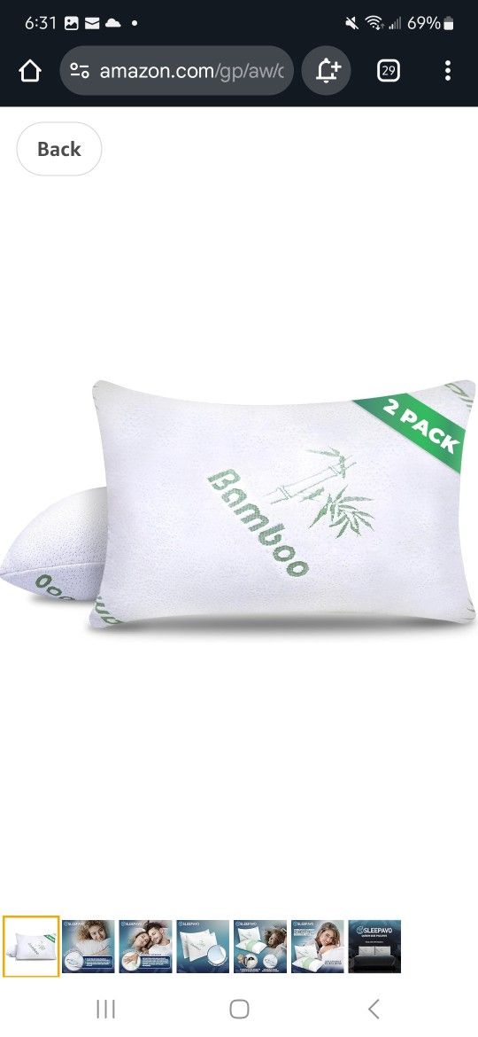 Firm Bamboo Memory Foam Pillows $10 Each