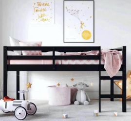 Wood Twin Loft Bed in Black
