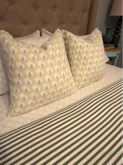2 Serena & Lily Granada Decorative Pillow Covers + Pillow Inserts | Designer Coastal Style