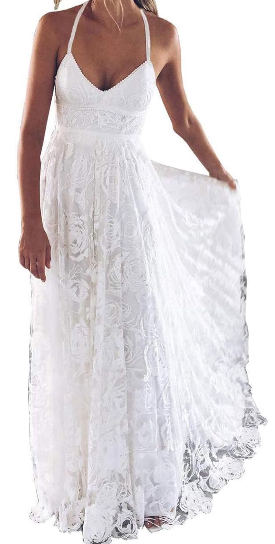 Women's Long Lace Wedding Dress