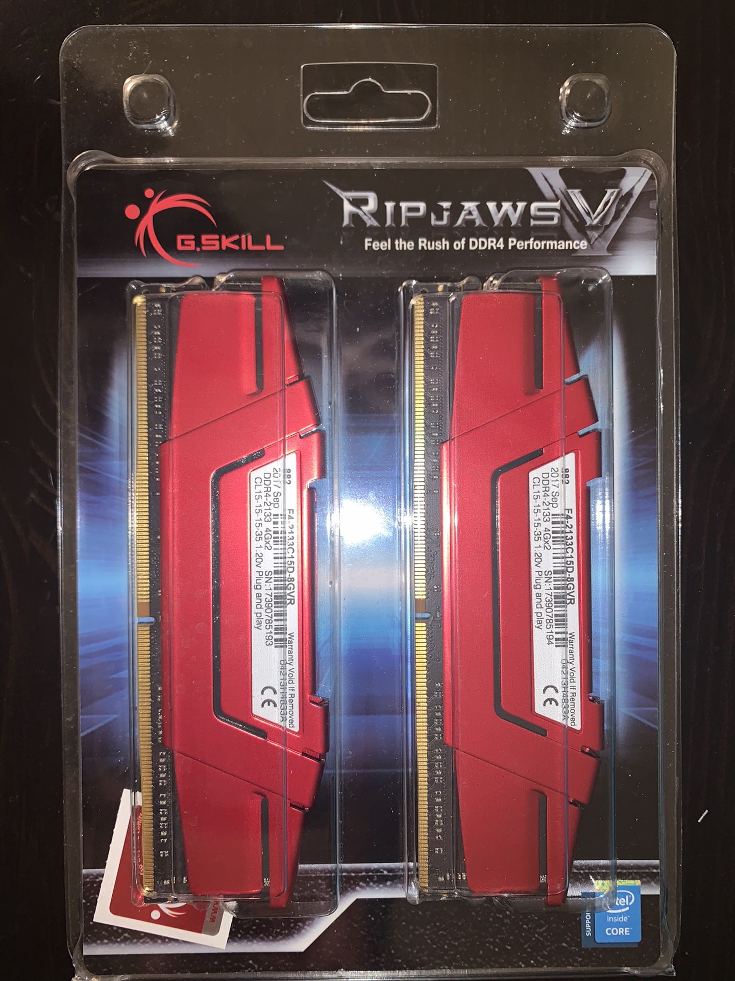 RIPJAWS V G.SKILL DDR4 RAM 8GB (4x2) 2133mhz