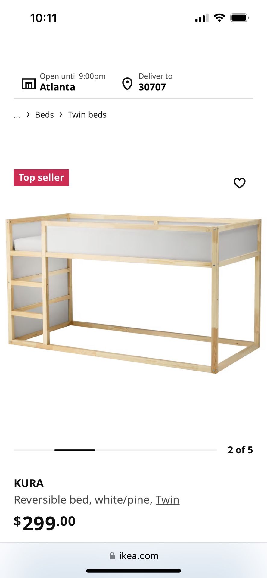 IKEA Twin Loft/Reversible Bed With Curtains