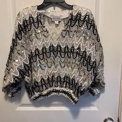 Vintage Disco 1980s THREE FLAGS California Sequin Blouse size medium Must pick up