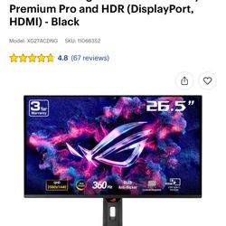 ASUS - ROG Strix 27" 2K OLED 360Hz 0.03ms Gaming Monitor with FreeSync Premium Pro and HDR (DisplayPort, HDMI) - Black