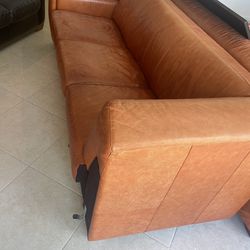 Orange Leather Couch - U Shape