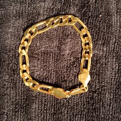 8 1/2" 18k Plated Figaro Bracelet 10mm Wide