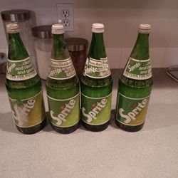 Vintage 1970's Sprite Glass Bottles 