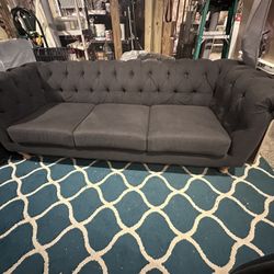 World Market Charcoal Gray Quentin Chesterfield Sofa