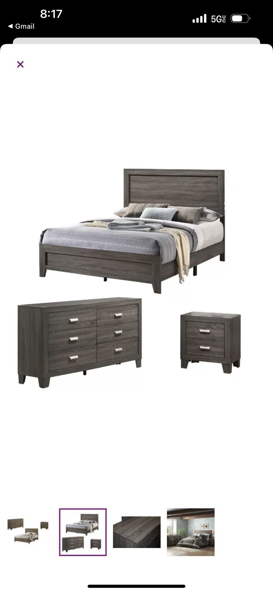 Full-Size Bed, Dresser And Nightstand