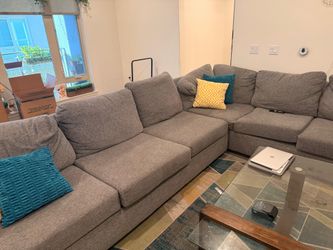 Living Spaces Grey Sectional Couch