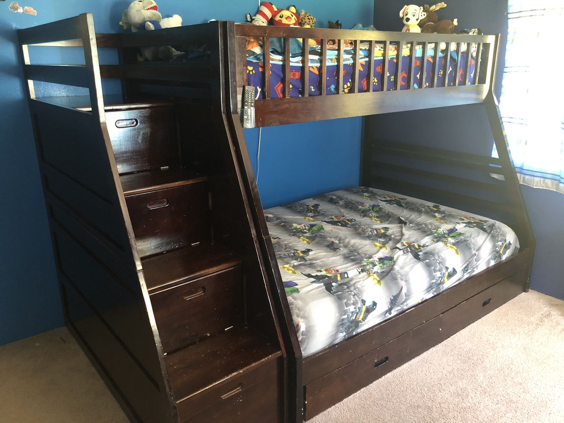 Bunk bed with storage and steps full / twin combo