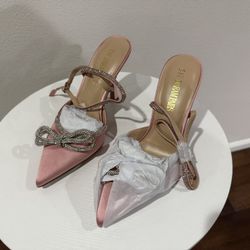 DREAM PAIRS Women's High Heels Destiny Closed Toe Strappy Heels Sexy Rhinestone Ankle Strap Pumps Wedding Bridal Party Dress Shoes Destiny 8.5 Pink