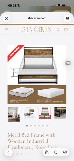 NEW SHA CERLIN Twin Bed Frame w/ Wood Headboard – Sealed Box