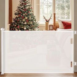 cumbor retractable baby or pet gate up to 55” wide white