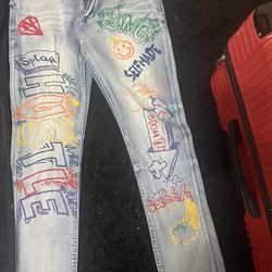 Graffiti Fitted Jeans 
