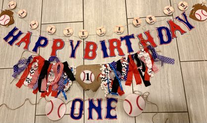Baseball First Birthday Decorations Set