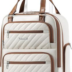 LUGGEX 16" Stylish Lightweight Under Seat Carry On Luggage with Wheels (Cream White)