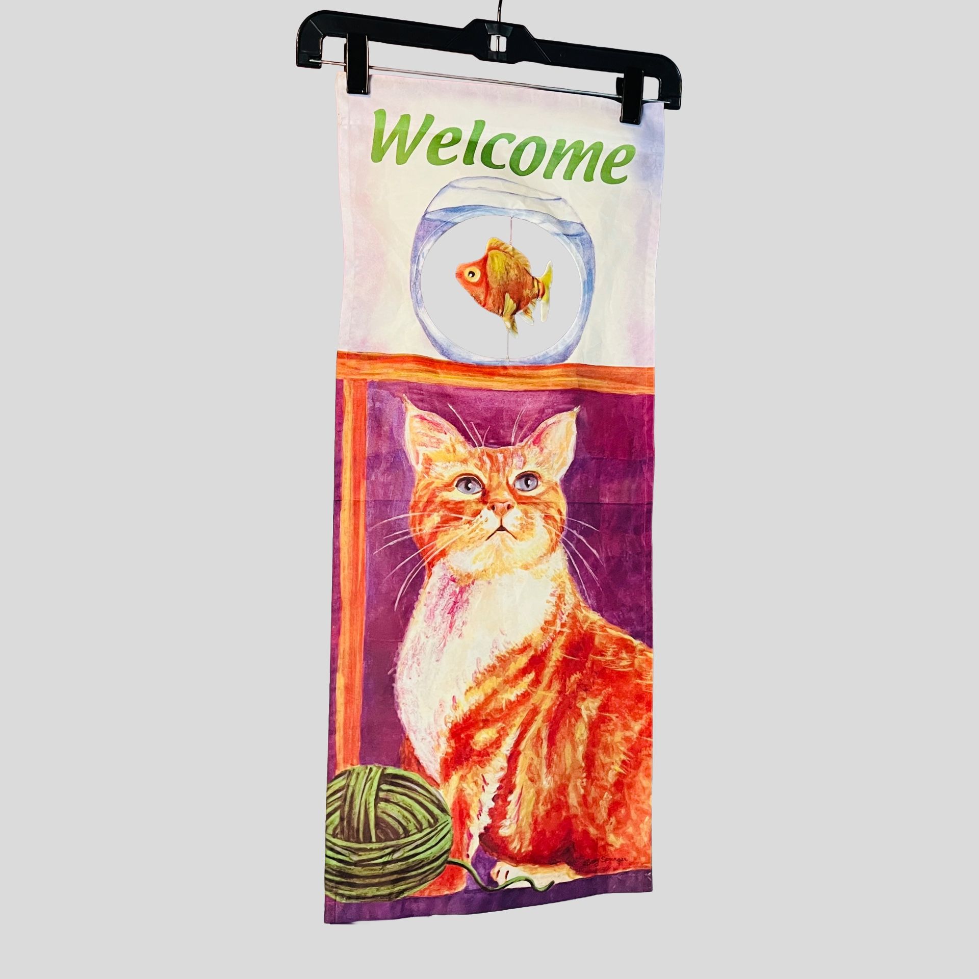 Welcome Cat & Fishbowl Outdoor Garden Flag