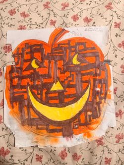 Handmade Halloween Pumpkin Maze Drawing